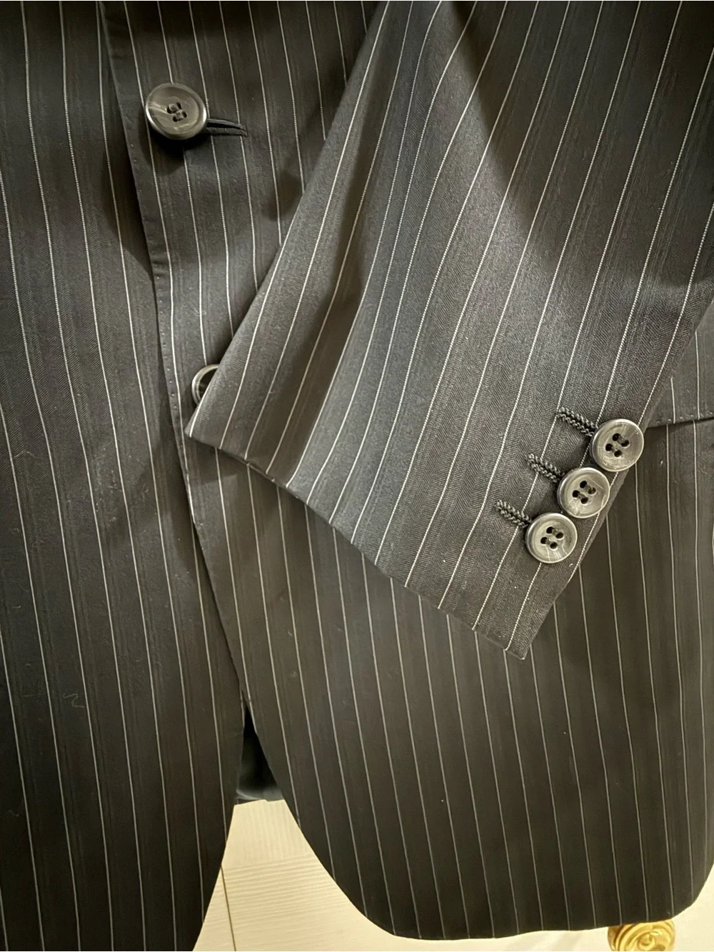 Versace Mens 48C 38R Wool Silk Black White Pinstripe Blazer Switzerland